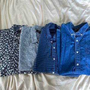 BUNDLE of Blue Short Sleeve Button Down Shirts, Size M